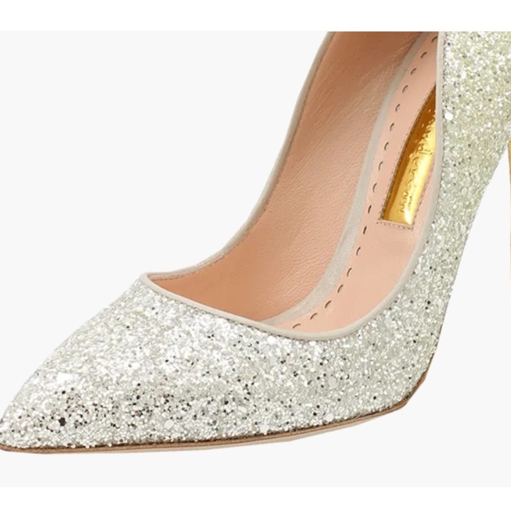 Rupert Sanderson Elba Glitter Heels - Silver and Lime